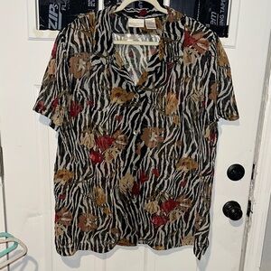Worthington Multicolor Zebra Floral Blouse